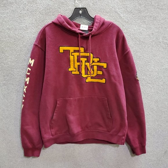 True Interlocked Men Sweatshirt Medium Red Hoodie Logo Embroidered Pockets - Picture 1 of 8